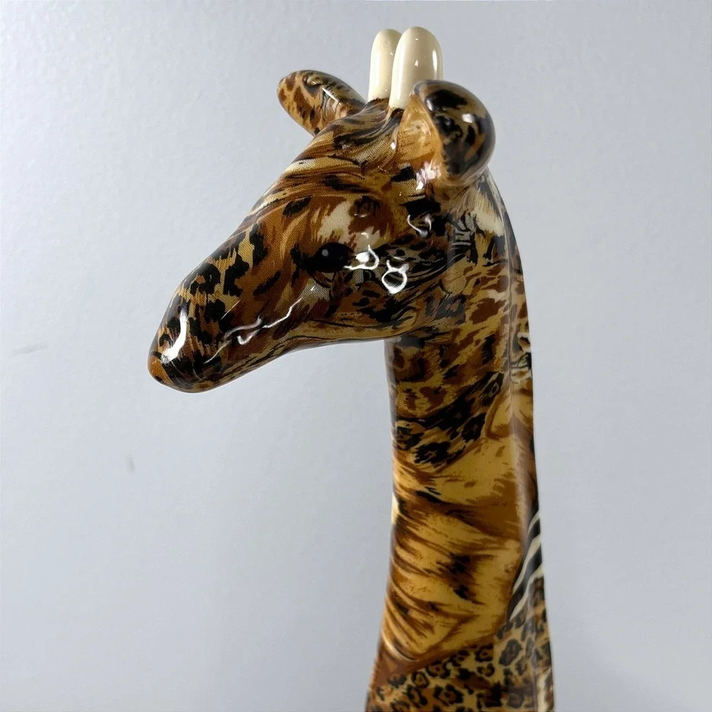 Vintage JBD Patchworks Mixed Animal Print Ceramic Giraffe Figurine